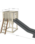 Standalone platform 1200x1200 size with slide on the side and ladder to front