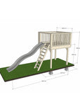 Wooden platform 1800 x 1800mm size with slide and dimensions