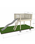 Wooden platform 2400 x 2400mm size with slide and dimensions