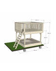 Wooden platform 2400 x 2400mm size with sandpit and dimensions