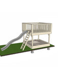 Raised platform 2400 x 2400mm size with slide and sandpit