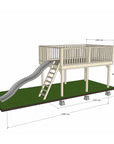 Wooden platform 2400 x 3600mm size with slide and dimensions