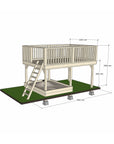 Wooden platform 2400 x 3600mm size with sandpit and dimensions