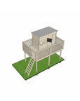 Wooden platform with midi rectangle treehouse and handrail