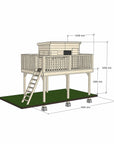 Natural timber platform with midi rectangle treehouse and dimensions