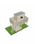 Wooden platform with midi rectangle treehouse and sandpit