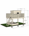 Natural timber platform with midi rectangle treehouse sandpit and dimensions