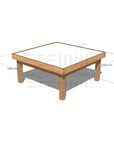 Timber multipurpose arts and craft table 1200 x 1200mm and 550mm height with dimensions