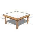Timber multipurpose arts and craft table 1200 x 1200mm and 650mm height with dimensions