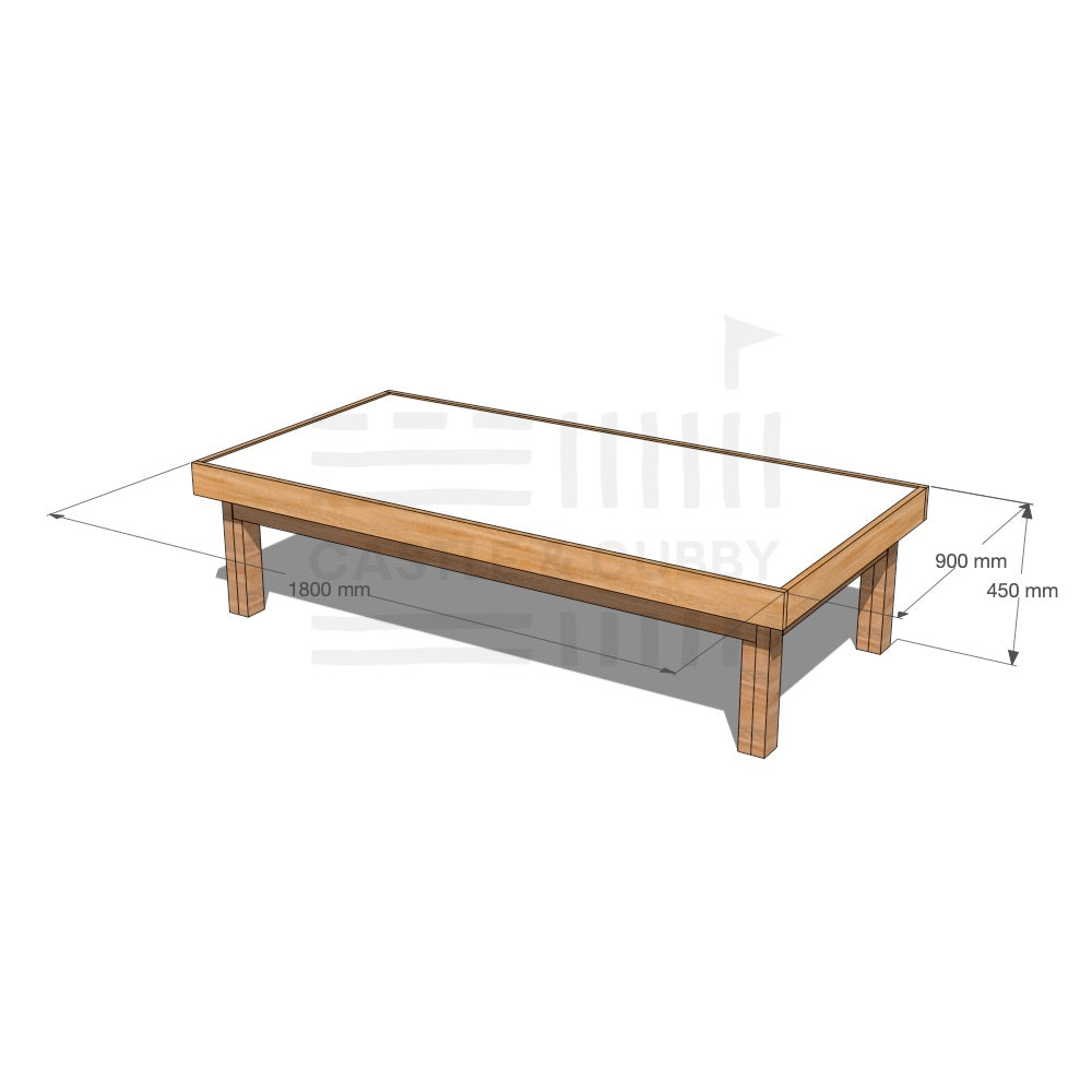Timber multipurpose arts and craft table 1800 x 900mm and 450mm height with dimensions