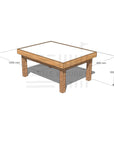 Timber multipurpose arts and craft table 900 x 1200mm and 550mm height with dimensions