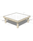 Pine wooden multipurpose arts and craft table 1200 x 1200mm and 450mm height with dimensions