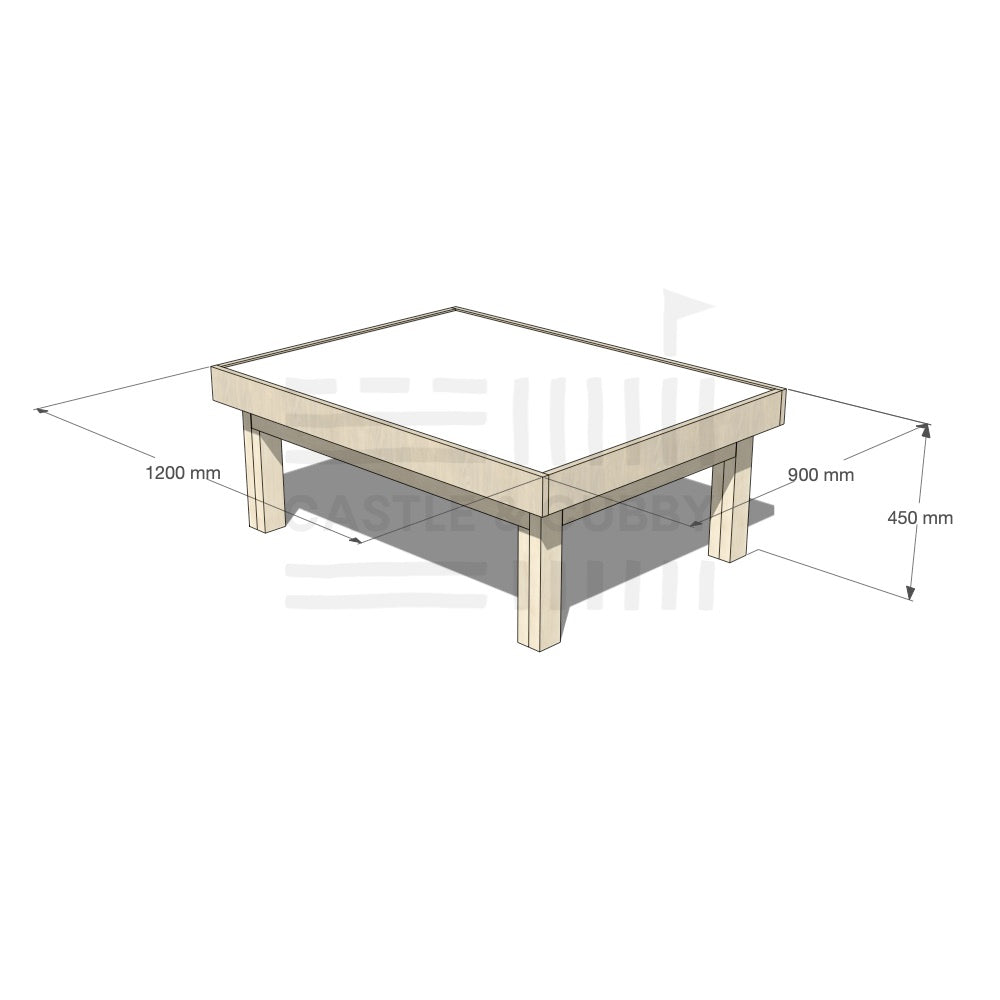 Pine wooden multipurpose arts and craft table 900 x 1200mm and 450mm height with dimensions