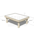 Pine wooden multipurpose arts and craft table 900 x 1200mm and 450mm height with dimensions