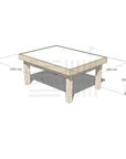 Pine wooden multipurpose arts and craft table 900 x 1200mm and 550mm height with dimensions