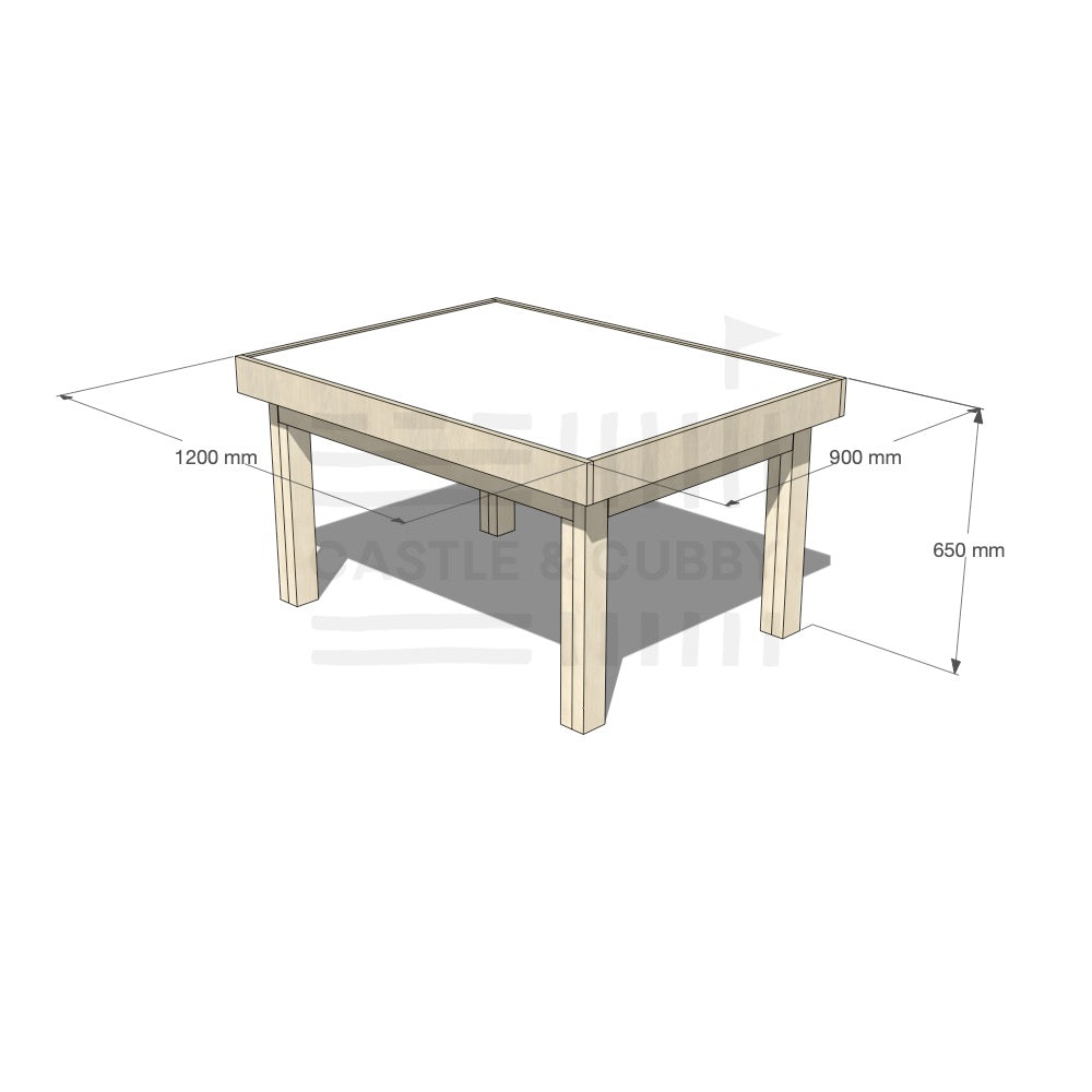 Pine wooden multipurpose arts and craft table 900 x 1200mm and 650mm height with dimensions