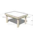 Pine wooden multipurpose arts and craft table 900 x 1200mm and 650mm height with dimensions