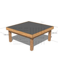 Timber multipurpose chalkboard drawing table 1200 x 1200mm and 550mm height with dimensions
