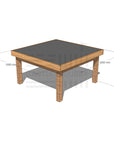 Timber multipurpose chalkboard drawing table 1200 x 1200mm and 650mm height with dimensions