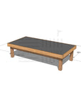 Timber multipurpose chalkboard drawing table 1800 x 900mm and 450mm height with dimensions