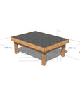 Timber multipurpose chalkboard drawing table 900 x 1200mm and 450mm height with dimensions