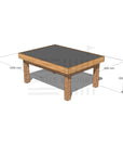 Timber multipurpose chalkboard drawing table 900 x 1200mm and 550mm height with dimensions