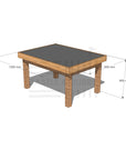 Timber multipurpose chalkboard drawing table 900 x 1200mm and 650mm height with dimensions