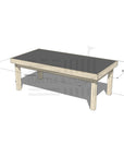 Pine wooden multipurpose chalkboard drawing table 1800 x 900mm and 650mm height with dimensions