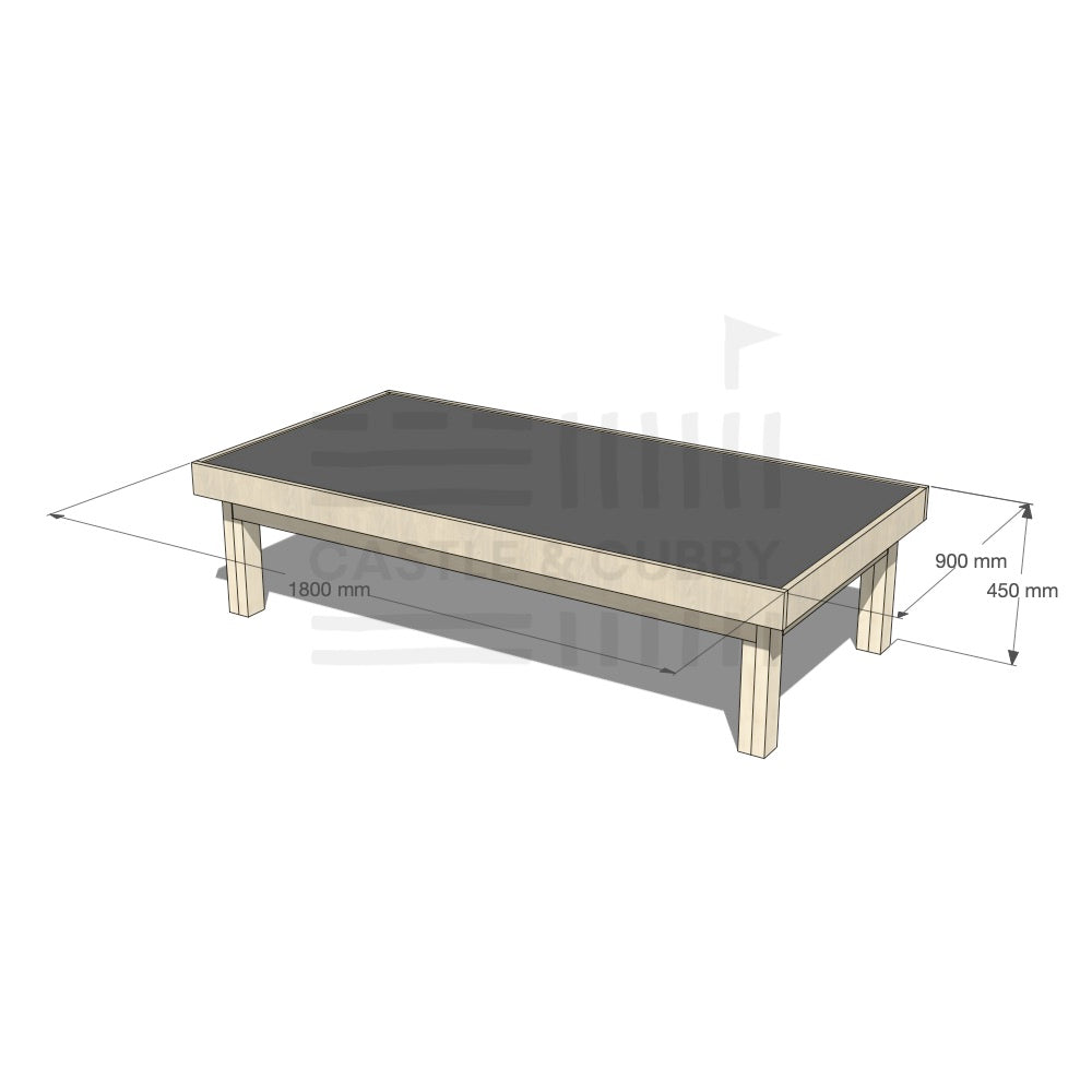 Pine wooden multipurpose chalkboard drawing table 1800 x 900mm and 450mm height with dimensions