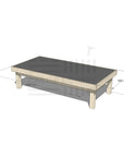 Pine wooden multipurpose chalkboard drawing table 1800 x 900mm and 450mm height with dimensions