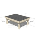 Pine wooden multipurpose chalkboard drawing table 900 x 1200mm and 450mm height with dimensions