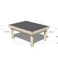 Pine wooden multipurpose chalkboard drawing table 900 x 1200mm and 550mm height with dimensions