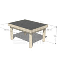Pine wooden multipurpose chalkboard drawing table 900 x 1200mm and 650mm height with dimensions