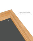 Close-up of Exploration & Loose Parts Table CAD image showing a 5mm easy clean gap around the chalkboard tabletop for drainage.