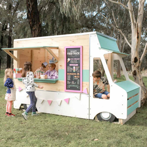 Food Truck Themed Wooden Cubby Houses. Made in Australia by Castle & Cubby. 