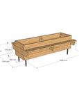 Dimensioned Raised garden bed with seating 1260mm Wide and 2350mm long