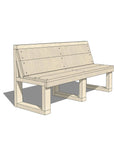 Wooden bench seat with sloped back