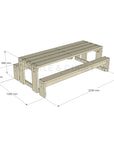 CAD image of timber outdoor table dimensions for educational settings