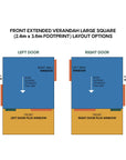 Layout diagram for large square front verandah