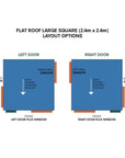 Flat roof painted extended height wooden cubby house residential large square with dimensions