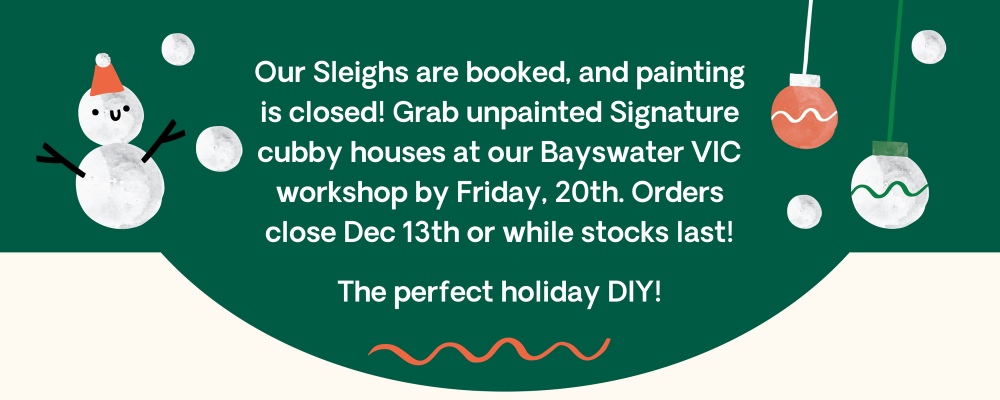 Image outlining the conditions of our last minute Christmas collection and deadlines for placing orders.
