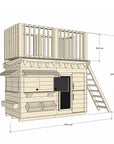 Timber cubby house with a double fort top in midi rectangle size
