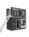 Painted wooden cubby house with double fort top and accessories in midi rectangle size