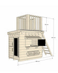 Raw pine cubby house with fort top and ladder in little rectangle size