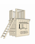 Timber cubby house with a fort top in little rectangle size