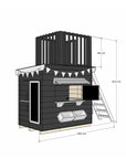 Painted pine cubby house with fort top and ladder in little rectangle size
