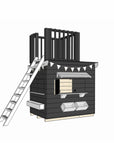 Painted timber cubby house with a fort top in little rectangle size