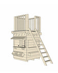 Wooden cubby house with fort top and accessories in little square size