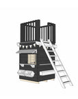 Painted wooden cubby house with fort top and accessories in little square size