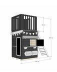 Painted pine cubby house with fort top and ladder in little square size
